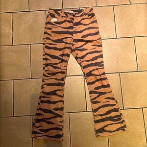 Flared cheetah print jeans